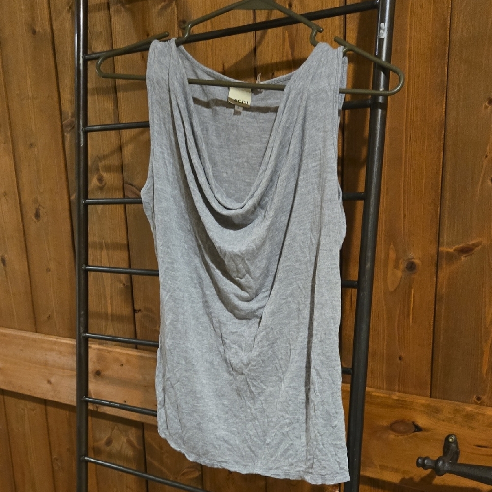 Ecru Gray Draped Sleeveless Tank Top